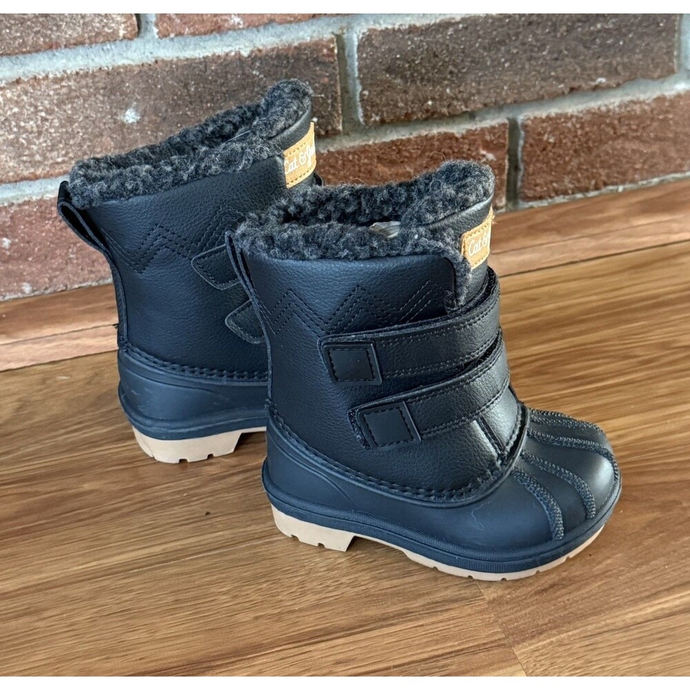 Cat & Jack Toddler Denver Winter Boots Black Round Toe Size 5 - Picture 4 of 16
